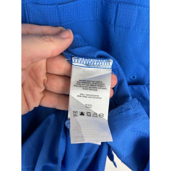 Columbia PFG Button Front Shirt Size XXL Blue Omni-Shad Outdoor Hiking Fishing - Picture 7 of 8